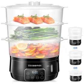Cozeemax 795057896927 Food Steamer Electric 13.7 Quart 3 Tier Digital Vegetable For Cooking With A