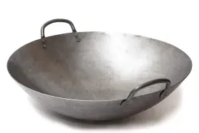 731w87 Craft Big 16 Inch Heavy Canton Style Hand Hammered Carbon Steel Wok Round Bottom