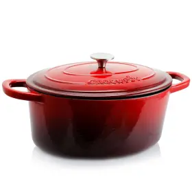 Crock-pot 085081923271 Artisan 7 Quart Oval Enameled Cast Iron Dutch Oven In Scarlet Red