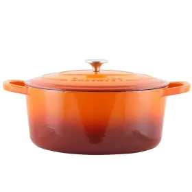 109474.02 Crock Pot Artisan 7 Quart Enameled Cast Iron Oval Dutch Oven In Sunset Orange