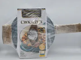 112013.02 Crock Pot Artisan 3.5 Quart Teal Blue Enameled Cast Iron Deep Saut Pan With Lid