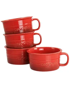 134056.01 Crock-pot Appleton 24oz Stoneware Soup Mug Set 4 Piece Gradient Red Ceramic Bowl