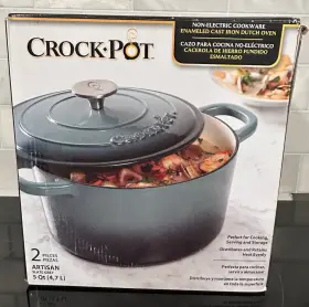 69140.02 Crock-pot Artisan Round Enameled Cast Iron Dutch Oven 5-quart Slate Grey