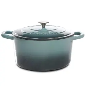 985100764m Crock-pot Dutch Oven Artisan 7 Quart Round Cast Iron Nonstick Slate Gray Lid Durable