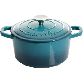 B0844tqwfh Crock-pot Artisan 3- Quart Round Enameled Cast Iron Dutch Oven - Gradient Teal