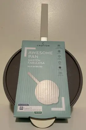 Crofton 061462929526 Aldi Beige Awesome Pan With Lid 10.25 Inch Non-stick Stay Cool Handle New