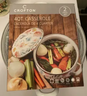 Crofton 099100159325 Aldi Casserole Dish And Lid Floral Design 4 Quart Porcelain Enamel Steel 2021