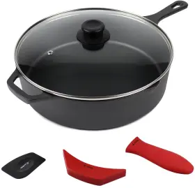 Ci12ed Crucible Cookware 12-inch Cast Iron Skillet Set Pre-seasoned - Extra Deep Saut Pan Includ Inch