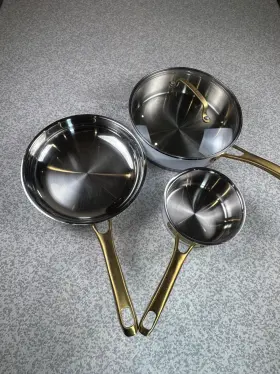0824 Cuisinart White And Gold Stainless Steel Induction Cookware Set - 4 Piece