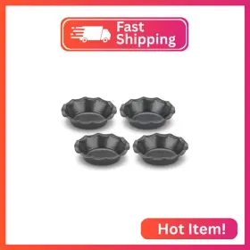 Cuisinart 086279084859 4 Piece Fluted Tartlet Pan Set Mini Steel Gray
