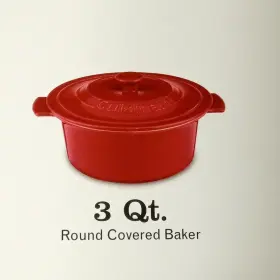 Cuisinart 086279119827 Chefs Classic Ceramic Bakeware 3 Quart Round Covered Baker Red