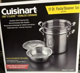 77-412 Cuisinart 086279176332 Chefs Classic 12 Quart Stainless Steel Pasta/steamer Set -