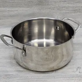 444-22 Cuisinart Stainless 4 Quart Dutch Oven No Lid Soup Pot Pan Double Handle