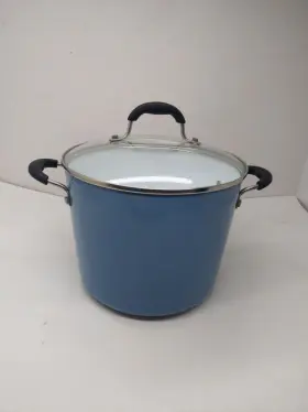 5966-24jb Cuisinart 8 Quart Stock Pot With Lid Blue/white Ceramic Pre-owned Model #5966-24jb