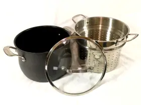 6669-24 Cuisinart 8 Quart Stockpot With Steamer Insert And Cover Non-stick Hard Anodized Euc