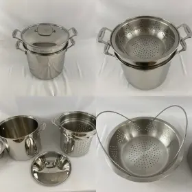 7664-26 Cuisinart 4-piece Chefs Classic 12-quart Stainless Steel Pan Steamer Pre-owned