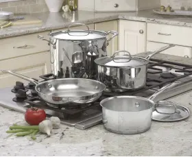 777p1 Cuisinart Cusinart Chefs Classic Stainless Cookware 7 Piece Set Pots And Pans With Lid New