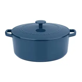 81533140 Cuisinart Chefft Classic 7 Quart Blue Enameled Cast Iron Round Casserole
