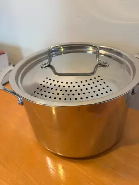 83665 Cuisinart Classic 5.75 Quart Stainless Steel Pasta Pot With Straining Cover -