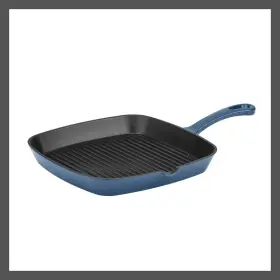 86387968 Cuisinart Chefs 9.25 Inch Enameled Cast Iron Square Grill Pan - Blue