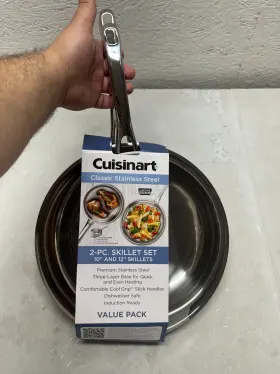 88223280 Cuisinart Classic 10 Inch And 12 Stainless Steel 2pk Skillet Set Silver Dishwasher
