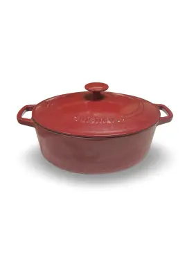 C1755-30 Cuisinart 5.5 Quart Red Cast Iron Casserole Roasting Pan