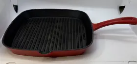 Ci30-23 Cuisinart Chefs Enameled Cast Iron 9-1/4 Inch Square Grill Pan Red