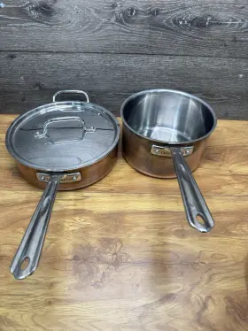 Ctpp334-26h Cuisinart Tri-ply Copper Cookware Set - 3.5 Quart Saute Pan With Lid And 3.75 Saucepan