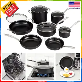 Gg-12 Cuisinart Hard Anodized Nonstick Cookware Set Prof. 12 Pc Pans Pots With Lids