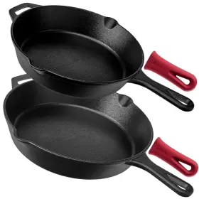 Cuisinel 810033751349 Pre-seasoned Cast Iron Skillet 2-piece Set 10-inch And 12-inch Oven Safe Cook