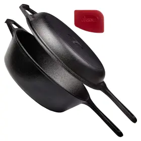 C13310 Cuisinel Cast Iron Skillet Lid - 2-in-1 Multi Cooker Deep Pot Frying Pa