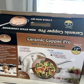 Culinary Edge 680863230556 Popular Viewed 5 Times Recently 12 Inch 6 Quart Copper Nonstick Wok Set