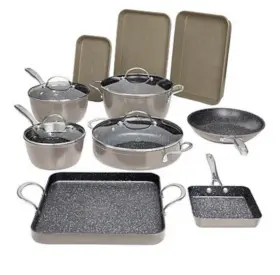 716-448 Curtis Stone Dura-pan 14 Pc Cookware Set Dura-bake Nonstick Pots Pans Open Box