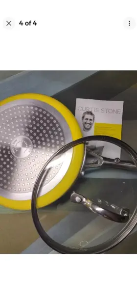 856-643 Curtis Stone 21.99 8 Inch Yellow Saut Pan With Lid Pre Owned Free Shipping