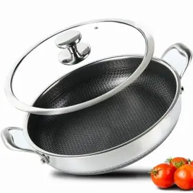 Cyrfwjp34 Cyrder 13inch Hybrid Nonstick Deep Frying Pan 7.2 Quart Stainless Steel Large