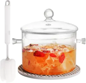 Czzc1 Czszyghbao Clear Glass Pot Set For Cooking On Stove - 1.3l/45 Fl Oz Cookware Simmer P