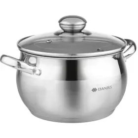 Daniks 660005410646 Classic Stainless Steel Stock Pot With Glass Lid Inch Induction 3 Quart Dishwasher