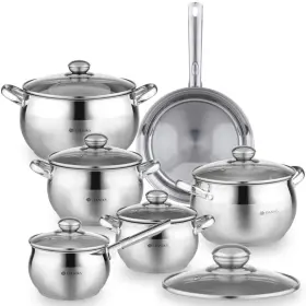 Daniks 660005410677 Classic 12-piece Stainless Steel Induction Cookware Set Dishwasher S
