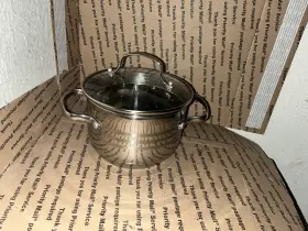 Daniks 726084259249 Modern Stainless Steel Stock Pot With Glass Lid Induction 1.5 Quart