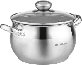 Daniks 744759446695 Classic Stainless Steel Stock Pot With Glass Lid Induction 3 Quart