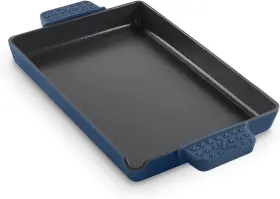 K62000 Dash Zakarian By 9 Inch X13 Nonstick Cast Iron Pan W Pour Spout Removable Grips Blue