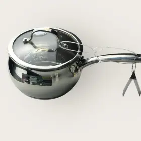 David Burke 739192114027 3 Quart Prestige Saucepan Stainless Steel Commercial Grade With Lid Sauce