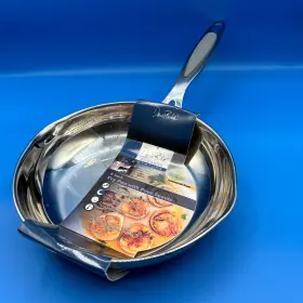 David Burke 739192118254 8 Inch Stainless Steel Fry Pan With Pour Spouts Restaurateur Stature