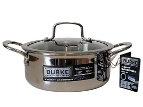 David Burke 739192125252 Geo Clad 3- Quart 8 Inch Heavy Stainless Casserole Pot/pan With Lid New