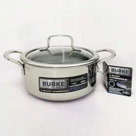 David Burke 860002055695 Geo Clad 3- Quart 8 Inch Tri-ply Heavy Stainless Steel Casserole New