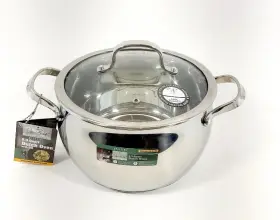 M-11406 David Burke Prestige Stock Pot And Lid 5.3 Quart Commercial Stainless Steel Dutch Oven