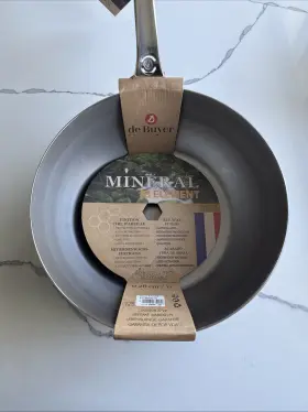 5614.28 De Buyer Mineral B Pro Carbon Steel Deep Skillet 11 Inch New