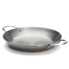 5652.32 De Buyer Mineral B Element Carbon Steel 2 Handles Paella Pan 12.5-inch Silver