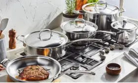 41009 Demeyere Atlantis Stainless Steel 9 -pc Stunning Made-in-belgium Cookware