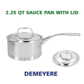 41418-41518 Demeyere 2.25 Quart Saucepan With Lid 18/10 Stainless Steel Induction Compatible Stay-cool